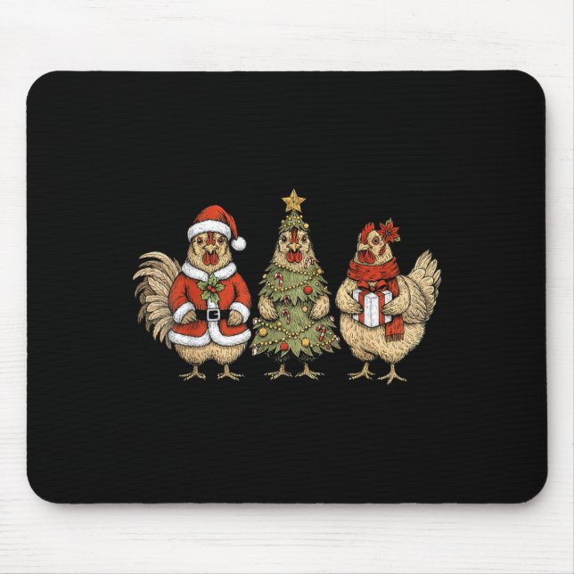 Tapis De Souris Funny Holiday Hen Christmas Chicken  (Devant)