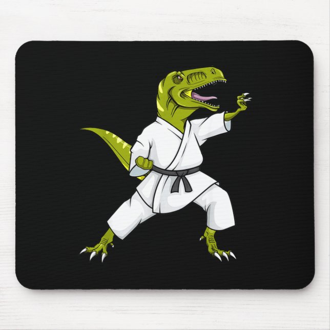 Tapis De Souris Funny Karatesaurus T-rex Dinosaur Karate Samurai D (Devant)