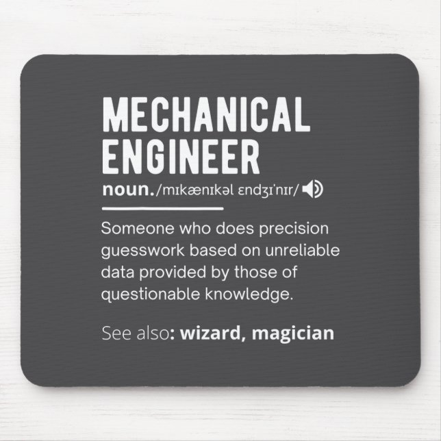 Tapis De Souris Funny Mechanical Engineer Definition Engineering  (Devant)