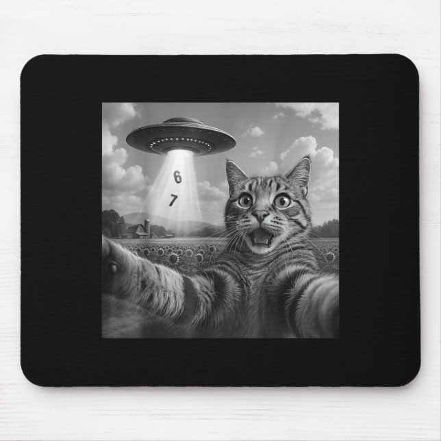 Tapis De Souris Funny Meme Cat Selfie Six Seven Retro Cat 67 Anima (Devant)