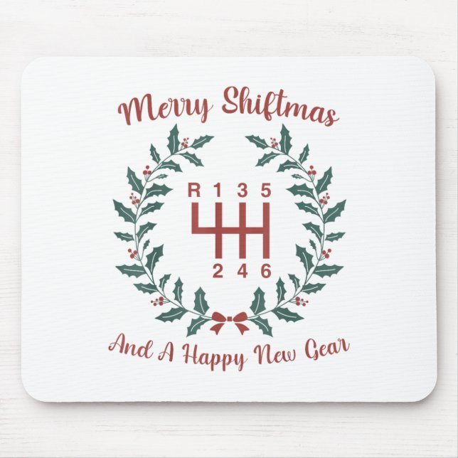 Tapis De Souris Funny Merry Shiftmas And A Happy New Quote Mechani (Devant)