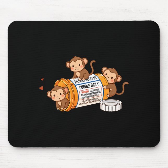 Tapis De Souris Funny Monkey Anti Depressant Zoo Boys Girls Kids P (Devant)