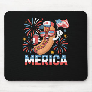 Tapis De Souris Funny Patriotic Hotdog Américain Style 4 juillet B