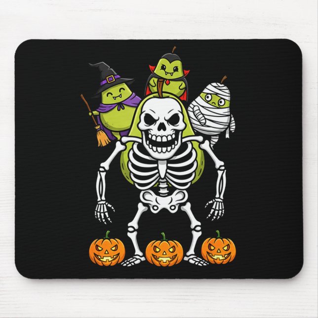 Tapis De Souris Funny Pear Skeleton Mummy Witch Halloween Kids Men (Devant)