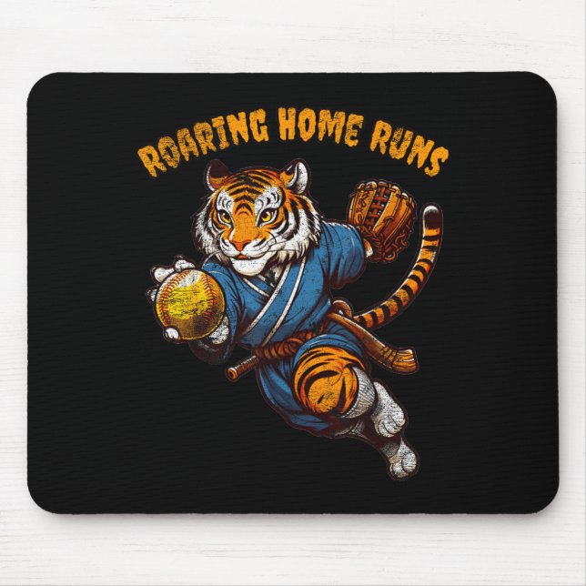 Tapis De Souris Funny Quote Roaring Home Run Ball Retro Tiger Love (Devant)