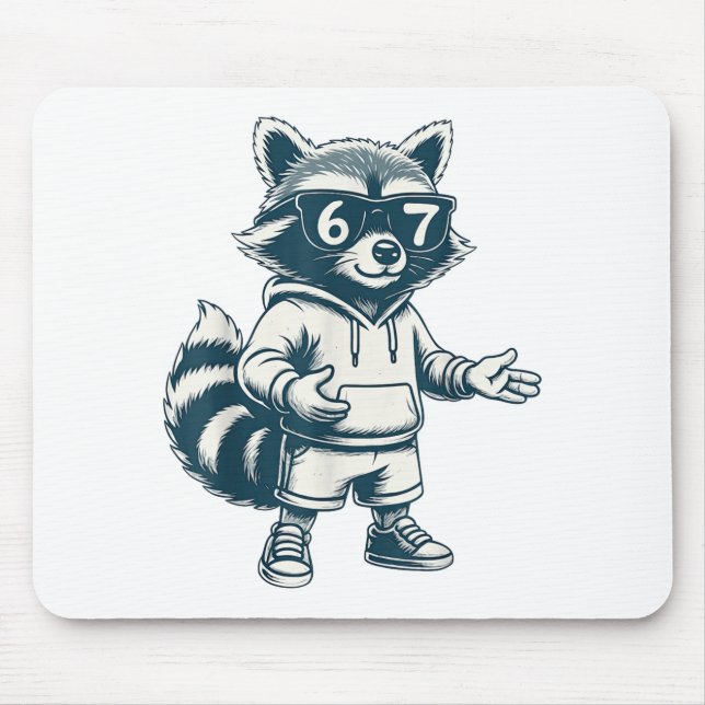 Tapis De Souris Funny Raccoon 67 Meme Six Seven  (Devant)