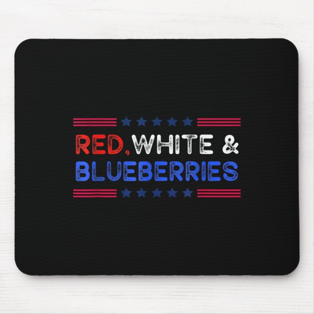Tapis De Souris Funny Retro Red, White And Blueberries Patriot  (Devant)