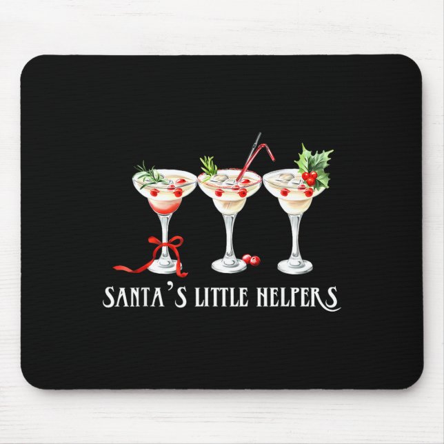 Tapis De Souris Funny Retro Santa's Little Helper Martini Merry Ch (Devant)