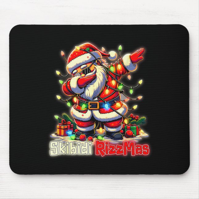 Tapis De Souris Funny Rizz Santa Claus Dabbing Christmas Skibidi R (Devant)
