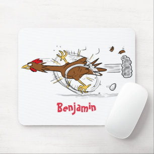 Tapis De Souris Funny running cool chicken cartoon illustration