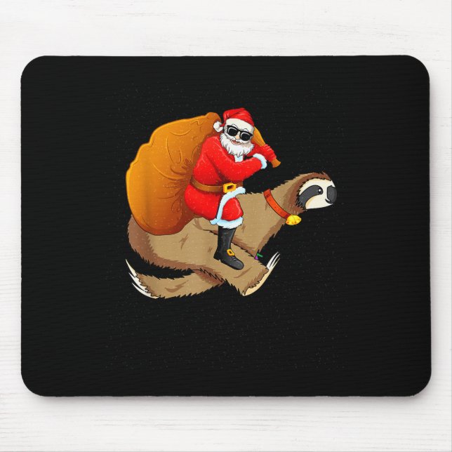 Tapis De Souris Funny Santa Claus Riding Sloth Christmas Boys Men  (Devant)