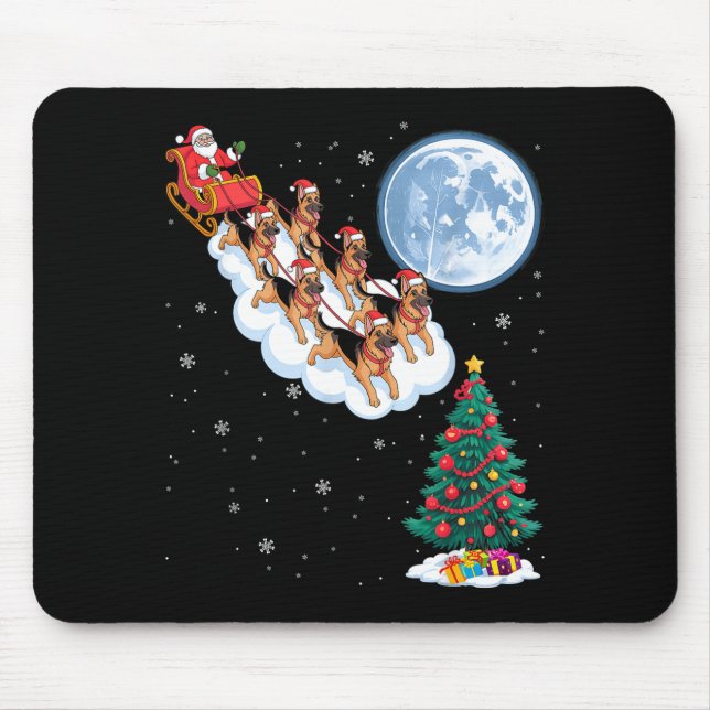 Tapis De Souris Funny Santa Riding German Shepherd Dog Tree Christ (Devant)