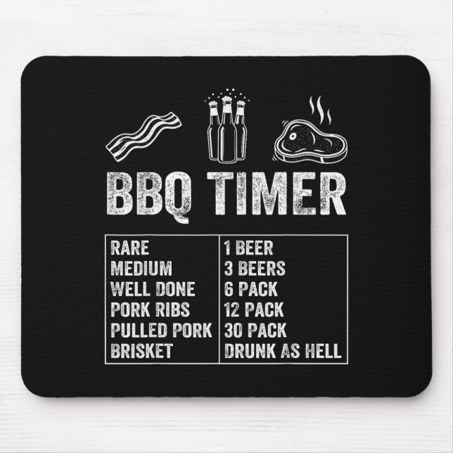 Tapis De Souris Funny Saying Bbq Timer Beer Grill Dad Barbecue Dri (Devant)