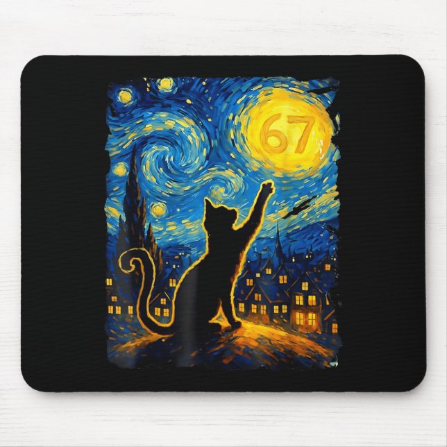 Tapis De Souris Funny Six Seven 6 7 Meme Starry Night Van Gogh Bla (Devant)