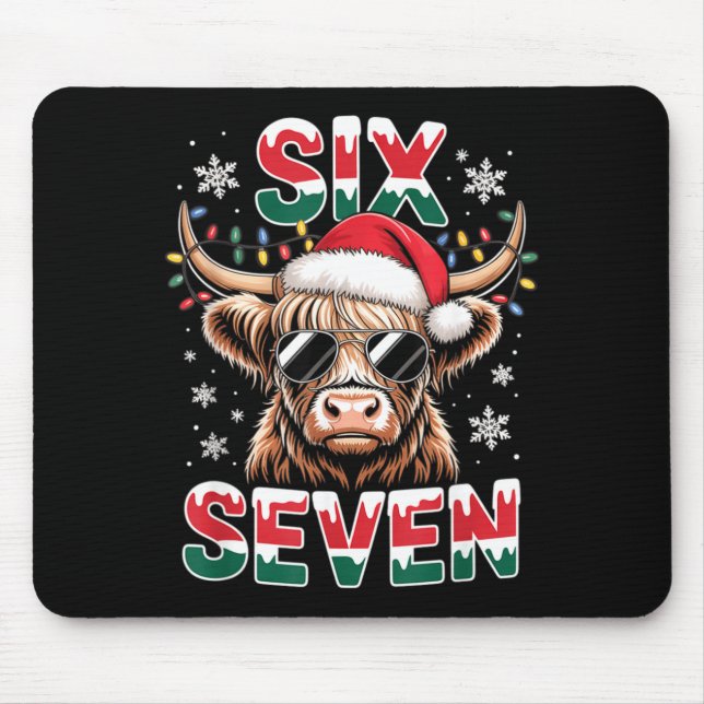 Tapis De Souris Funny Six Seven Highland Cow Christmas 67 Cool Xma (Devant)