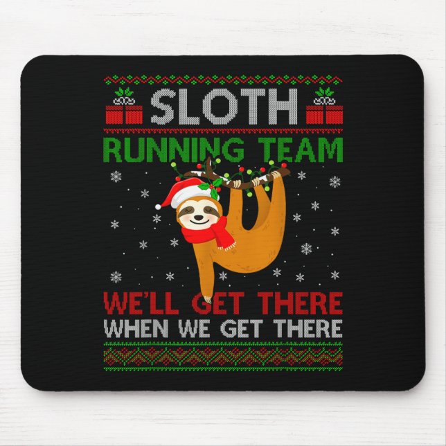 Tapis De Souris Funny Sloth Running Team Xmas Lights Ugly Sloth Ch (Devant)