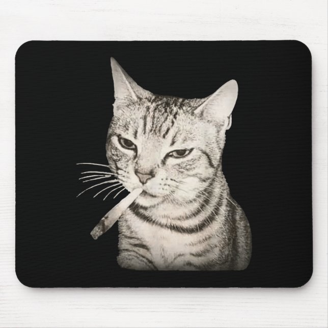 Tapis De Souris Funny Smoking Cat Cigarette Kitty Gen Z Meme  (Devant)