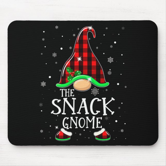 Tapis De Souris Funny Snack Gnome Buffalo Plaid Matching Christmas (Devant)