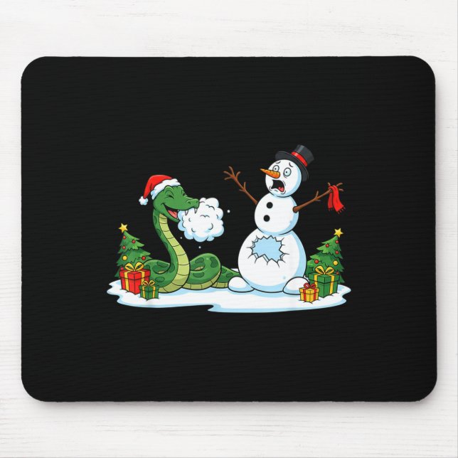 Tapis De Souris Funny Snake Snowman Christmas Tree Xmas Womens Men (Devant)