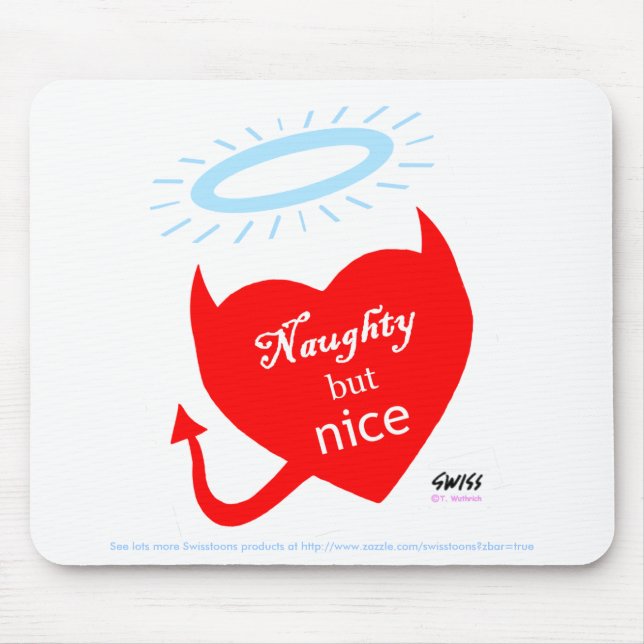 Tapis De Souris Funny Split Personnalité Naughty Nice Cartoon Coeu (Devant)