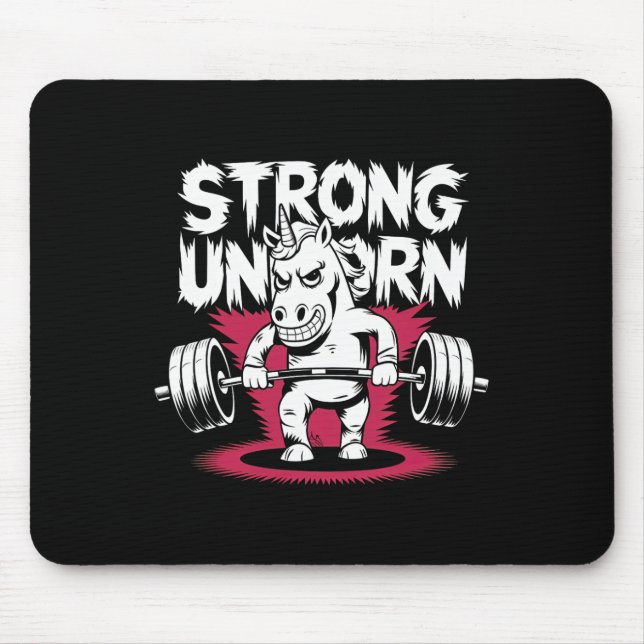 Tapis De Souris Funny Strong Deadlift Bodybuilding Unicorn (Devant)