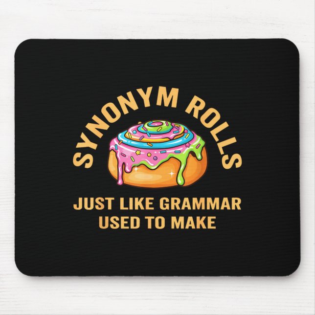 Tapis De Souris Funny Synonym Rolls Joke Cinnamon Rolls Grammar Pu (Devant)