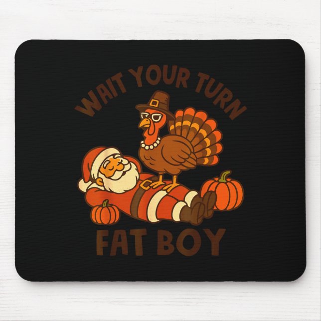 Tapis De Souris Funny Thanksgiving Christmas Turkey Vs Santa For M (Devant)