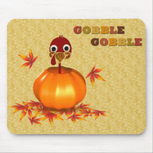 Tapis De Souris Funny Thanksgiving Turkey in Pumpkin - Mousepad