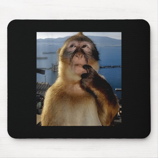 Tapis De Souris Funny Thinking Monkey Meme Curious Ape Brainrot Gi (Devant)
