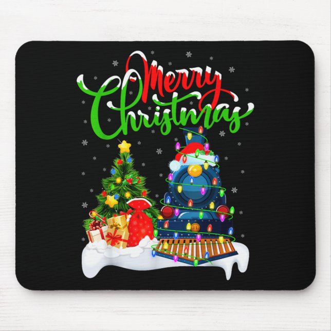 Tapis De Souris Funny Train Lover Xmas Lighting Santa Train Christ (Devant)
