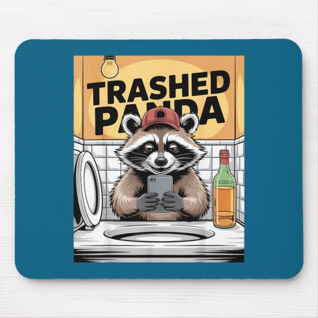 Tapis De Souris Funny Trashed Panda Raccoon Gets Drunk  (Devant)