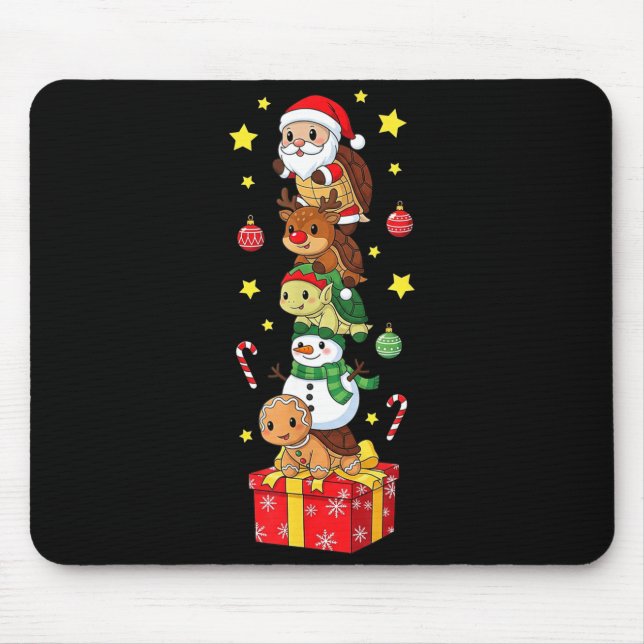 Tapis De Souris Funny Turtle Santa Elf Snowman Christmas Boys Girl (Devant)