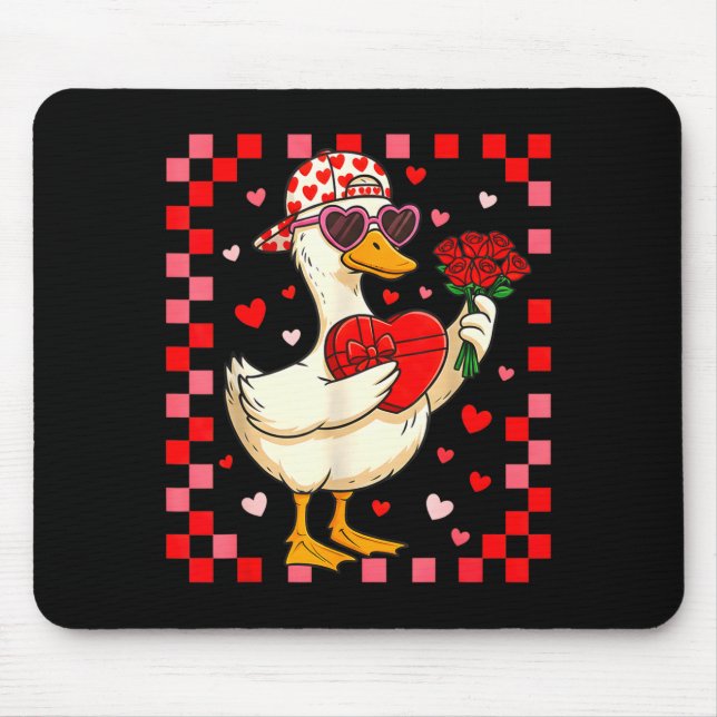 Tapis De Souris Funny Valentines Day Duck Heart Valentine Cud Kids (Devant)