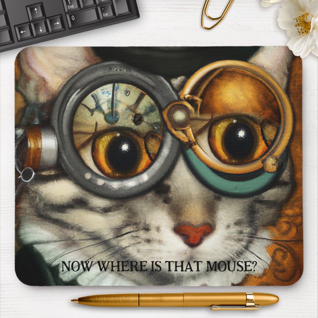 Tapis De Souris Funny Vêtements de Steampunk Chat (Créateur téléchargé)
