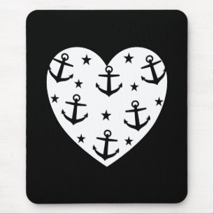 Tapis De Souris Funny White Ancres Coeur