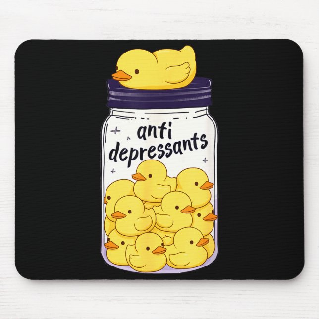 Tapis De Souris Funny Yellow Duck Anti Depressant Jar Zoo Boys Gir (Devant)