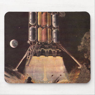Tapis De Souris Fusée de science-fiction vintage décollant de la p