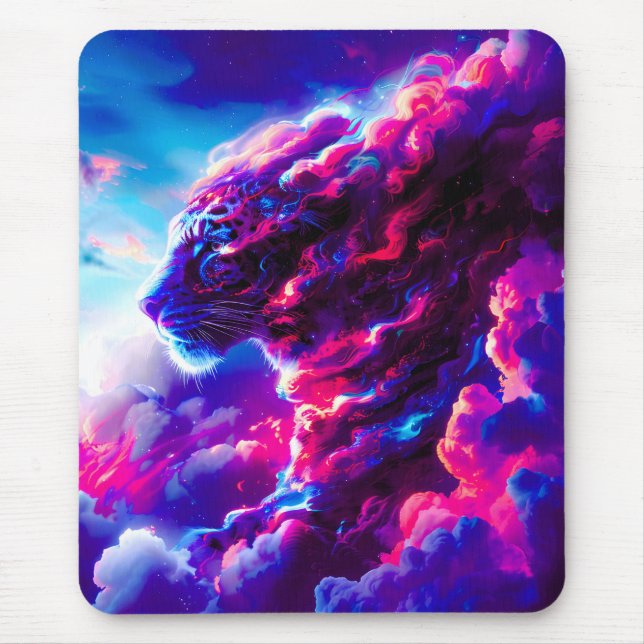 Tapis De Souris Futuristic Cosmic Neon Leopard  (Devant)