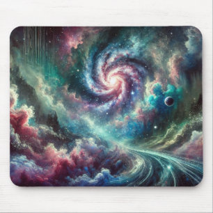 Tapis De Souris Galaxie spirale nébuleuse cosmique colorée et étoi