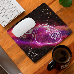 Tapis De Souris Galaxy Aquarius Nom personnalisé Signe zodiaque