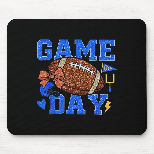 Tapis De Souris Game Day Football Season Football Mama Blue Gold B (Devant)
