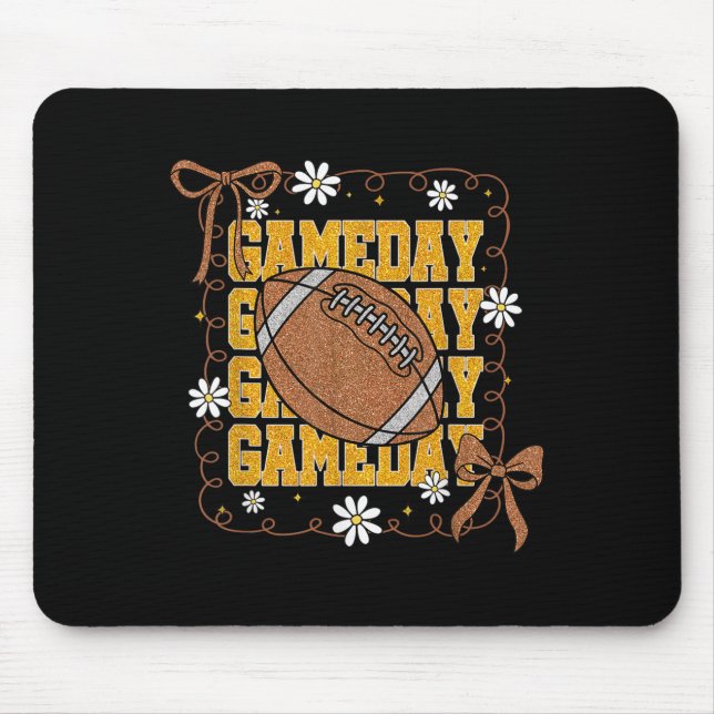 Tapis De Souris Game Day Football Season Football Mama Girl Black  (Devant)