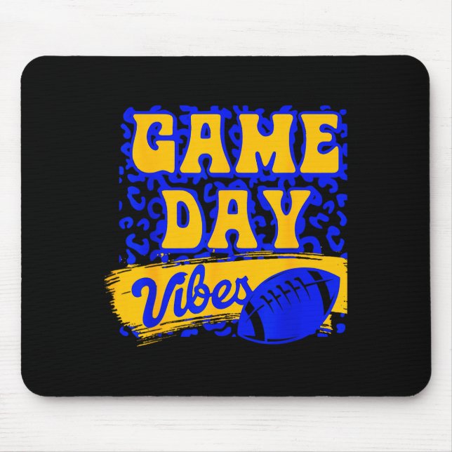 Tapis De Souris Game Day Vibes Football Season Football Blue Gold  (Devant)