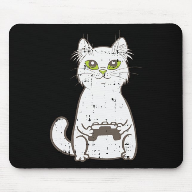 Tapis De Souris Gamer Cat Video Game Controller Cute Gaming Geek G (Devant)