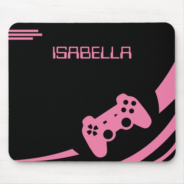 Tapis De Souris Gamer Light Pink Modern Gaming Nom personnalisé (Devant)