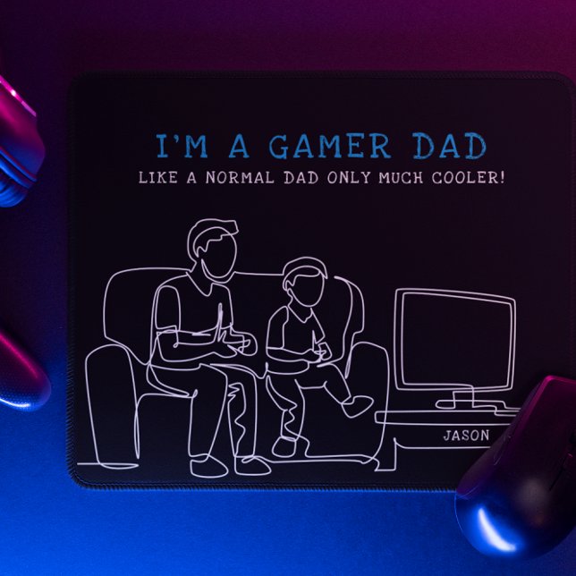 Tapis De Souris Gamer papa | Fête des pères de monogramme (Créateur téléchargé)