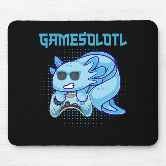 Tapis De Souris Gamesolotl Axolotl Video Gamer Kawaii Anime Kids B (Devant)