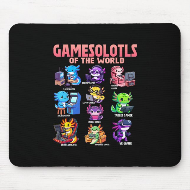 Tapis De Souris Gamesolotls Of The World Diverse Gamer Axolotl Ani (Devant)