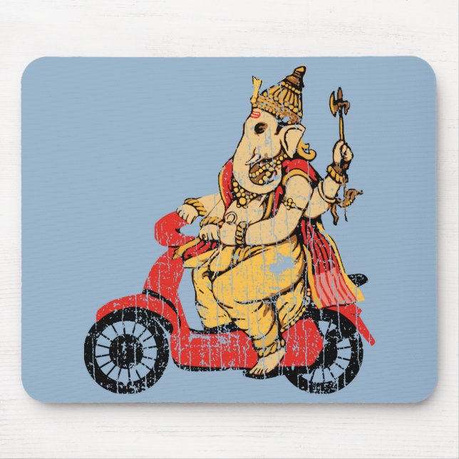 Tapis De Souris Ganesha montant un scooter (Devant)
