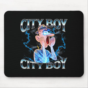 Tapis De Souris Garçon de ville brainrot mème réaction bruyant drô